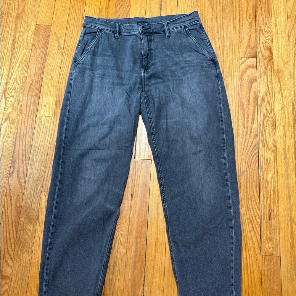 Uniqlo Jeans Mens MediumGray Drawstring Relaxed Taper Wide Leg Baggy Denim Pants